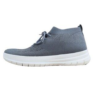 NEW FitFlop Uberknit Slip-On High Top Sneaker Charcoal Gray Metallic Pewter 10